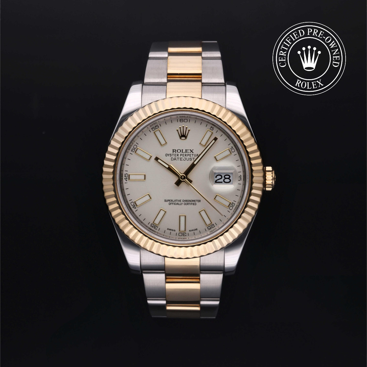 Rolex Certified Pre-Owned Datejust II Rolesor 18k Yellow Ivory Dial