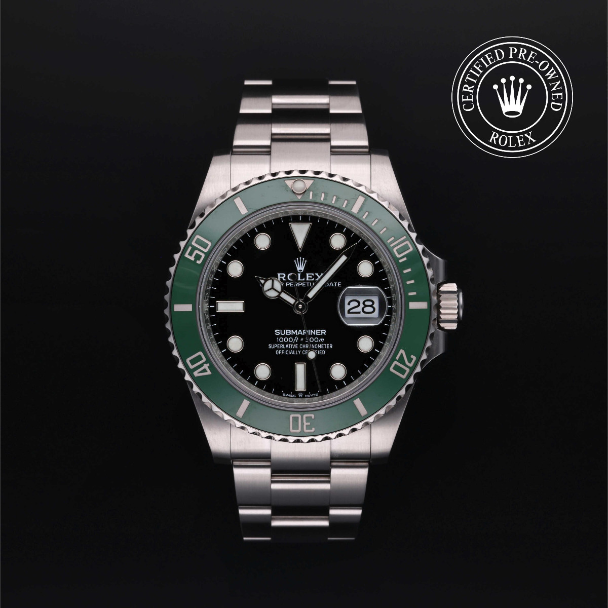 Rolex Certified Pre-Owned Submariner Date Steel Green Bezel Black Dial