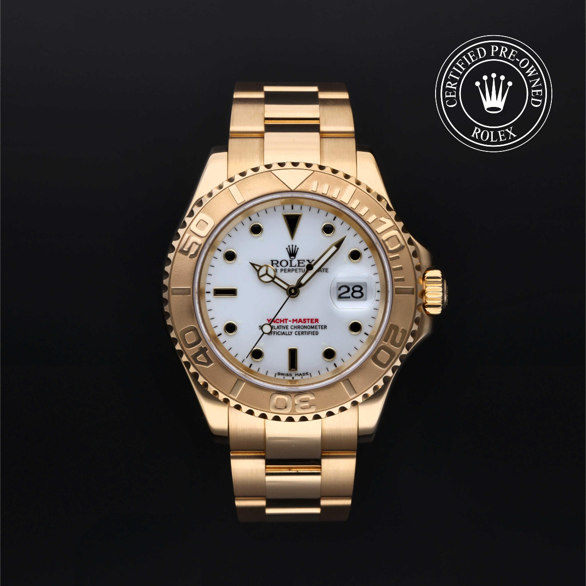 Rolex Certified Pre-Owned Yacht-Master 40 Gold 18k Yellow White Dial