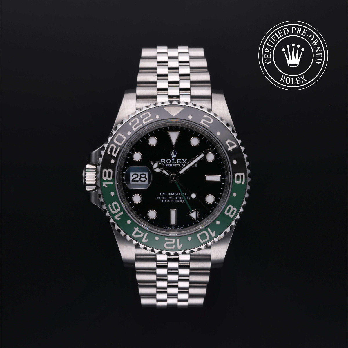 Rolex Certified Pre-Owned GMT-Master II Steel Green and Black Bezel Jubilee Bracelet