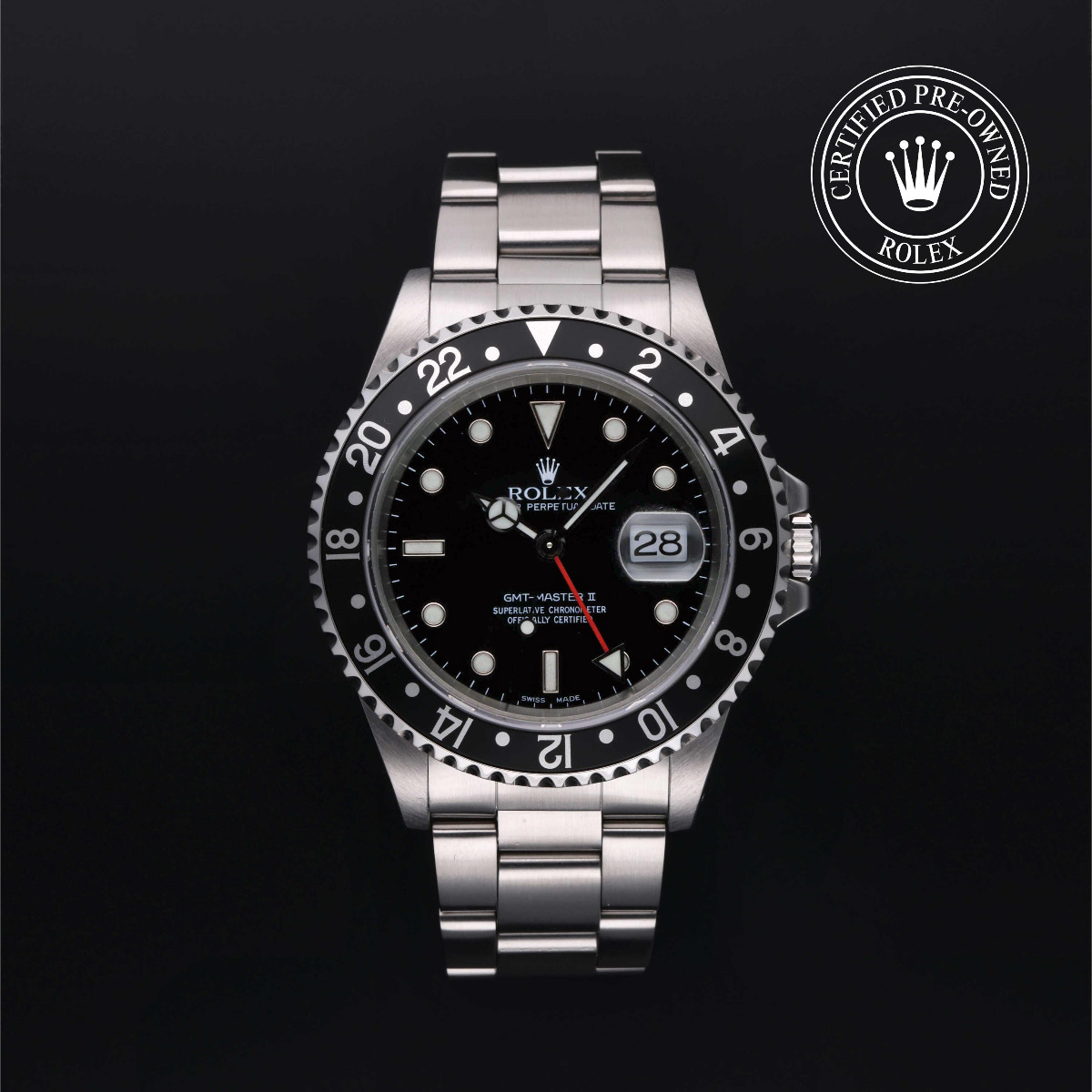 Rolex Certified Pre-Owned Oyster Perpetual GMT-Master II Black Bezel Black Dial