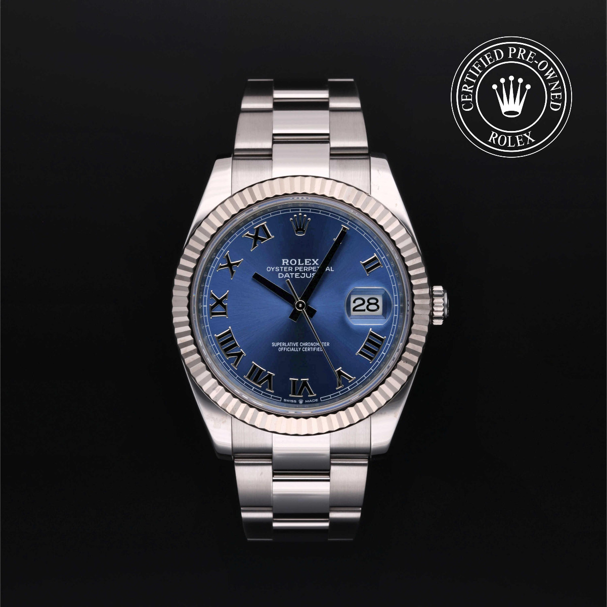 Rolex Certified Pre-Owned Datejust 41 Steel Fluted Bezel Blue Roman Dial