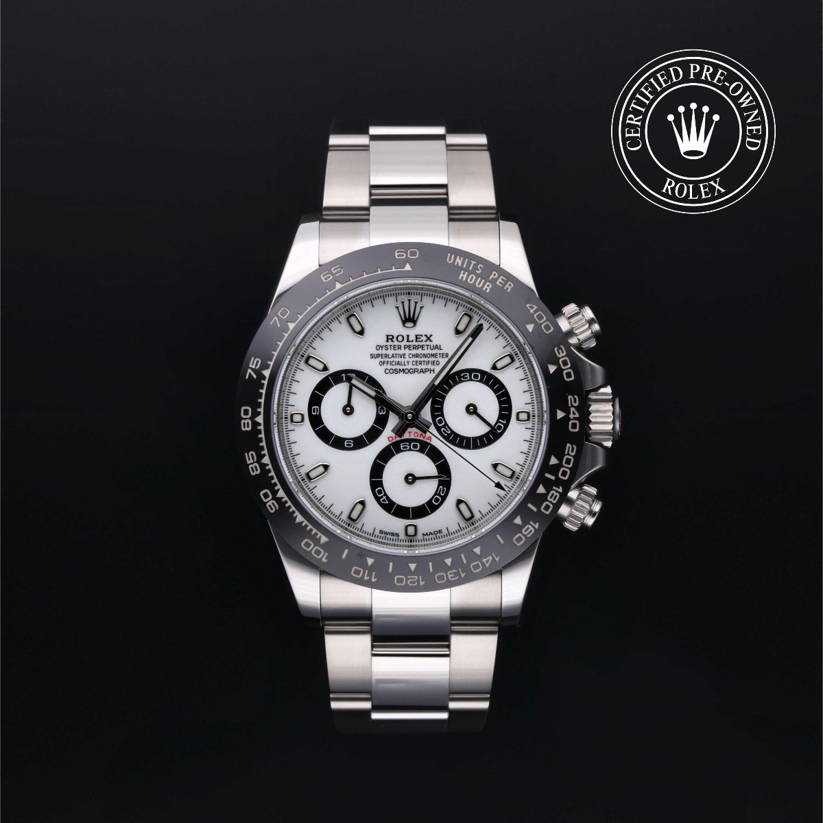 Rolex Certified Pre-Owned Cosmograph Daytona Steel Black Bezel White/Black Dial