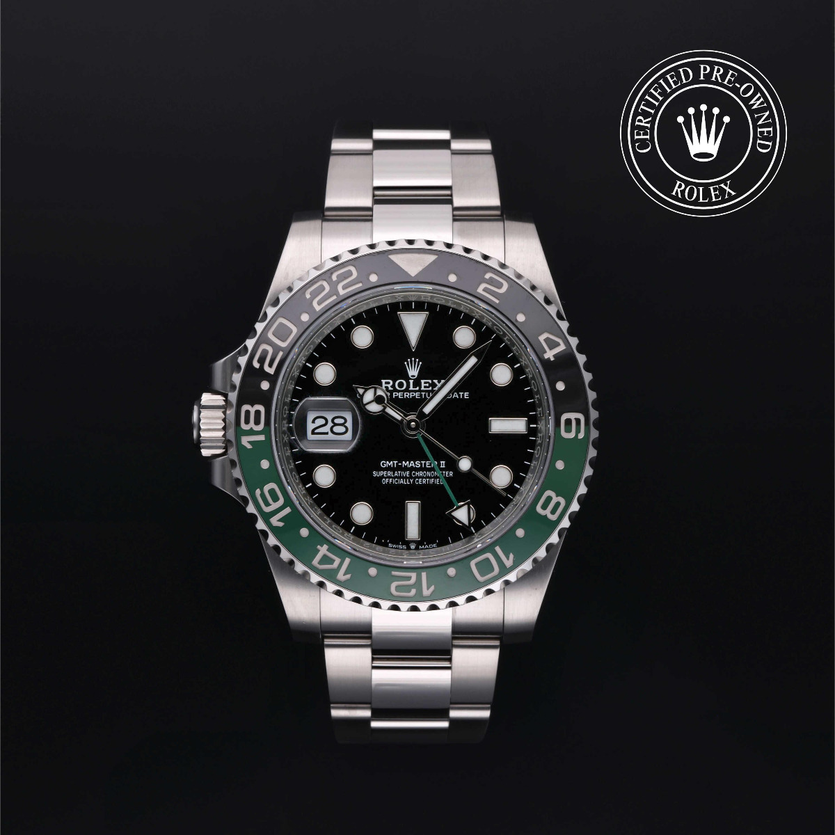 Rolex Certified Pre-Owned GMT-Master II Steel 40mm Black and Green Bezel Black Dial