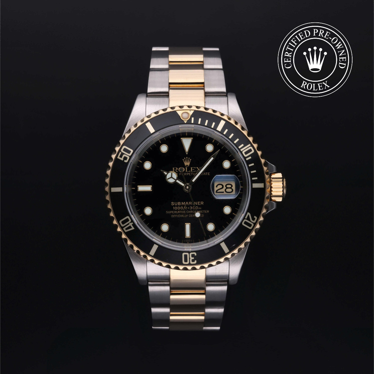 Rolex Certified Pre-Owned Oyster Perpetual Submariner Date Rolesor 18k Yellow 40mm Black Dial