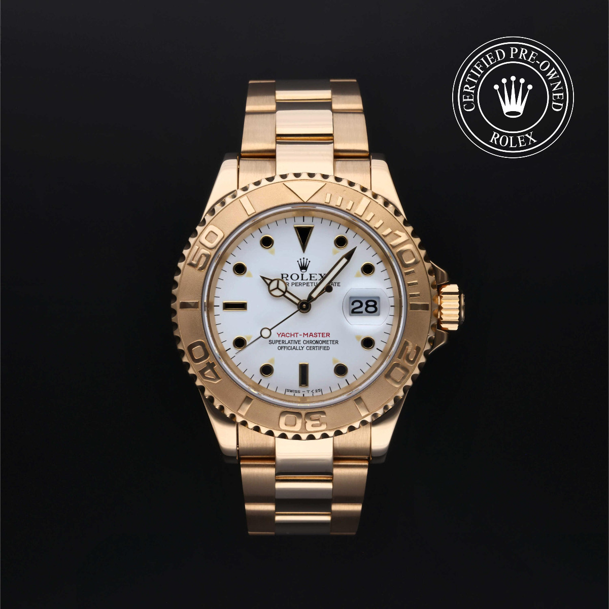 Rolex Certified Pre-Owned Yacht-Master 40 Gold 18k Yellow White Dial