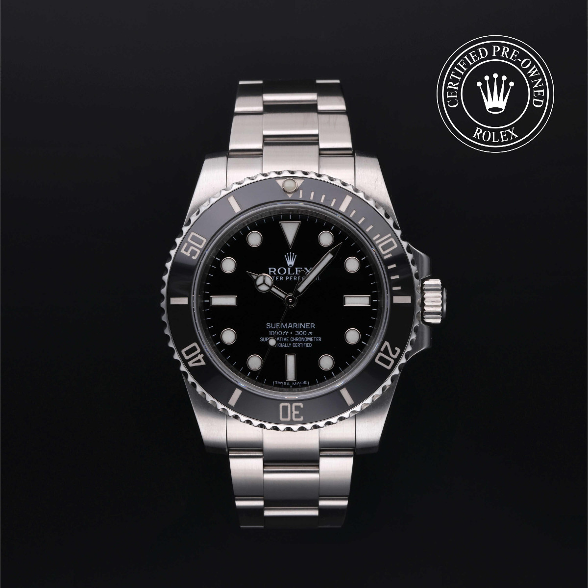 Rolex Certified Pre-Owned Submariner Black Bezel Black Dial
