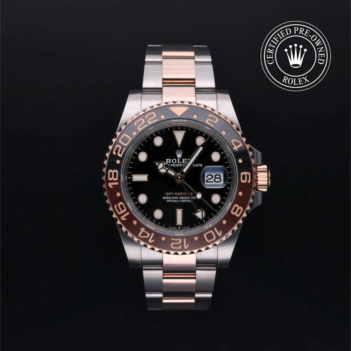 Rolex Certified Pre-Owned GMT-Master II Rolesor 18k Red Gold Black and Brown Bezel