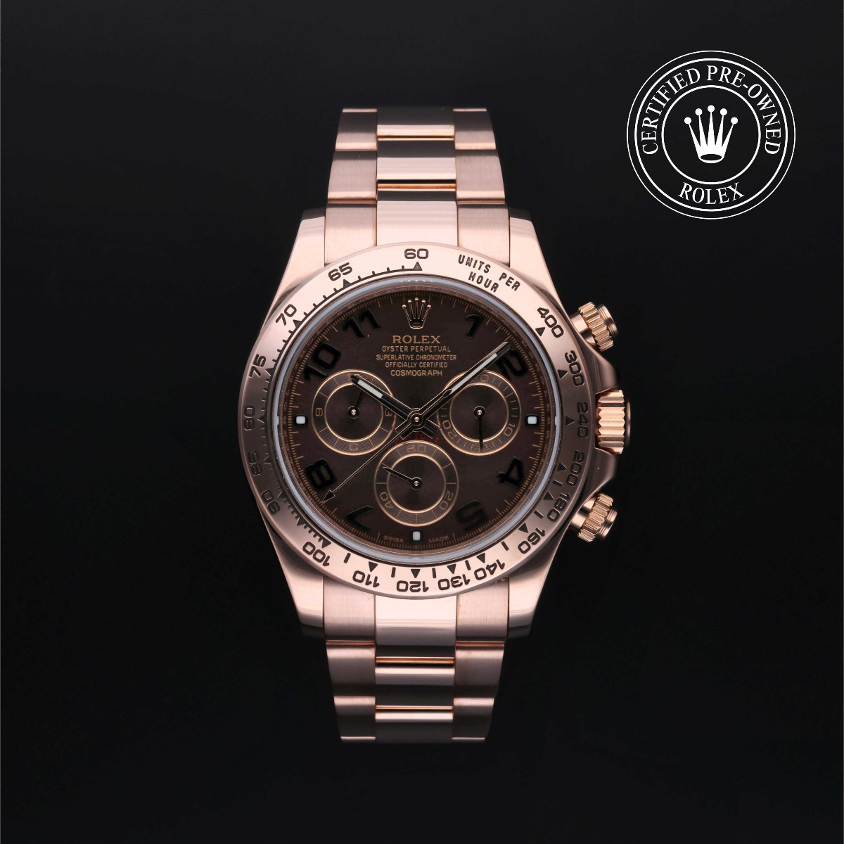 Rolex Certified Pre-Owend Cosmogrpah Daytona 18k Red Gold Chocolate Dial