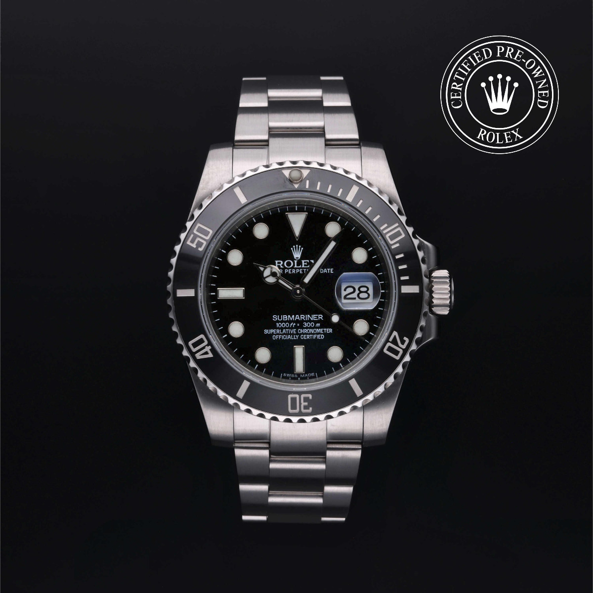 Rolex Certified Pre-Owned Submariner Date 40 Black Bezel Black Dial