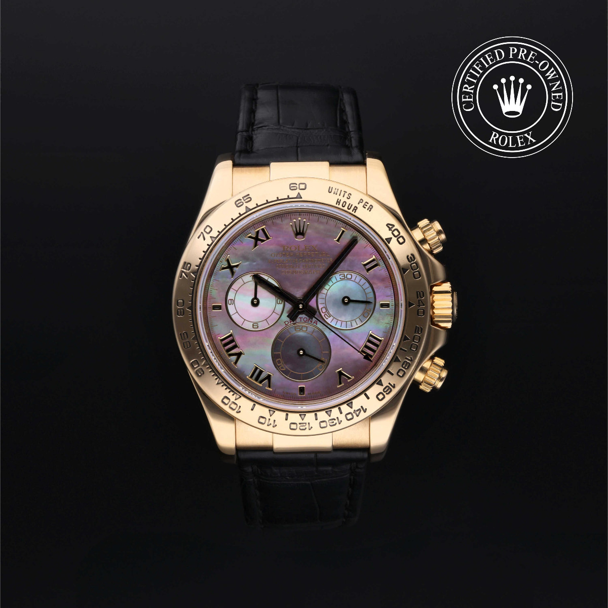 Rolex Certified Pre-Owned Oyster Perpetual Cosmograph Daytona 18k Yellow Gold Black MOP Dial