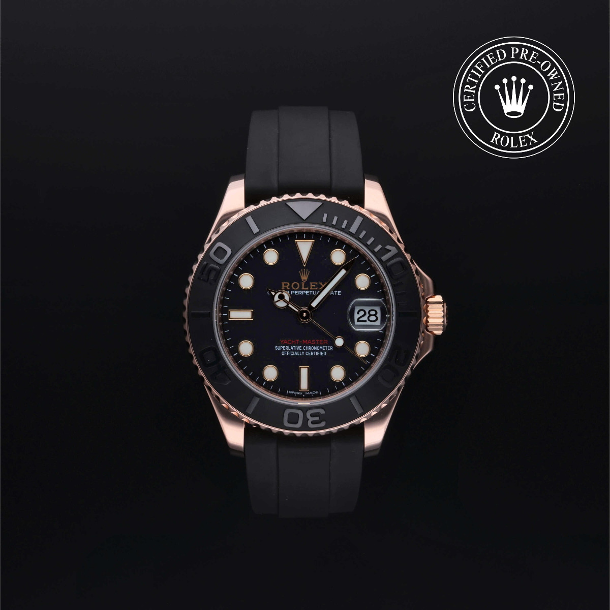 Rolex Certified Pre-Owned Yacht-Master 37 Rolesor 18k Red Black Dial
