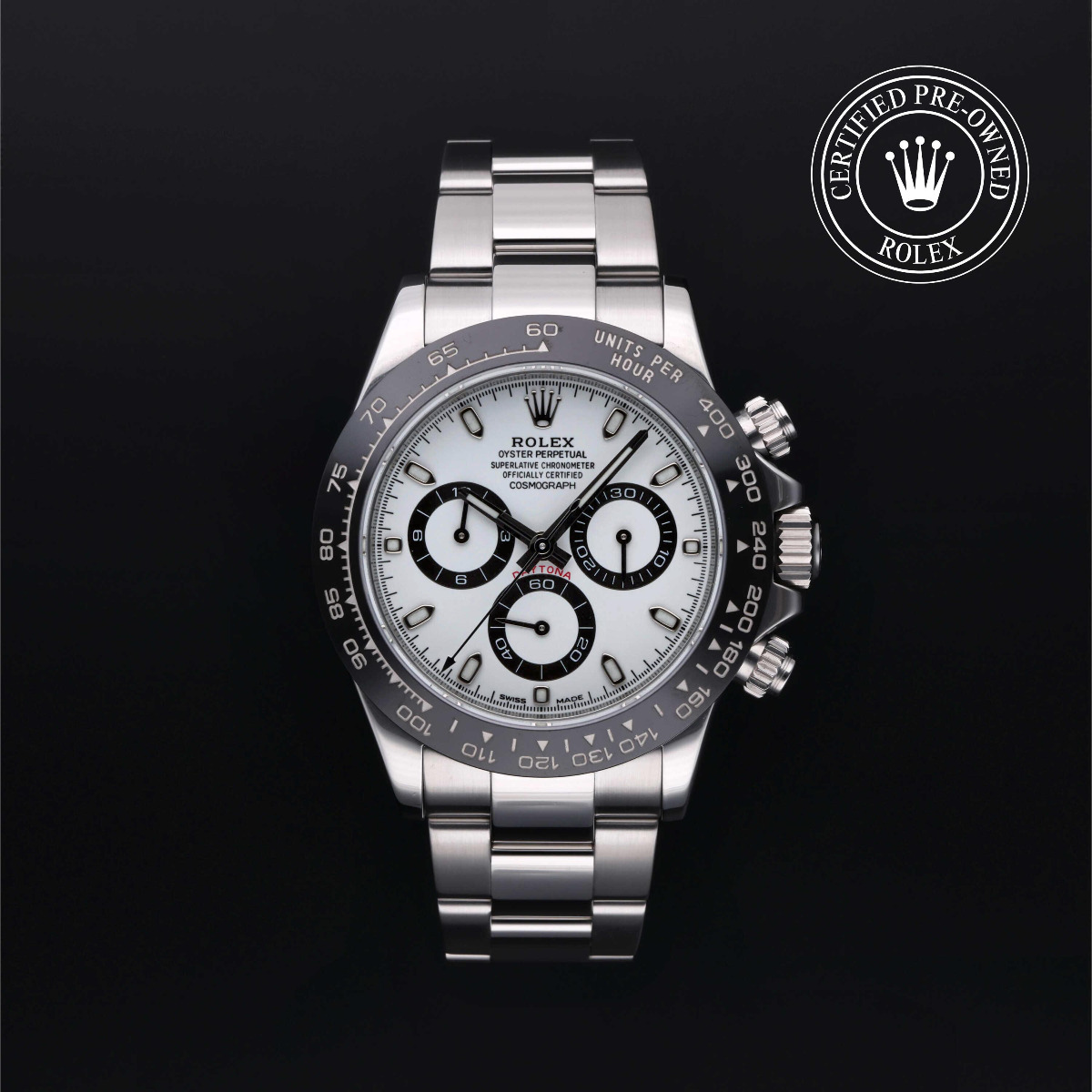 Rolex Certified Pre-Owned Cosmograph Daytona Steel Black Bezel White Dial