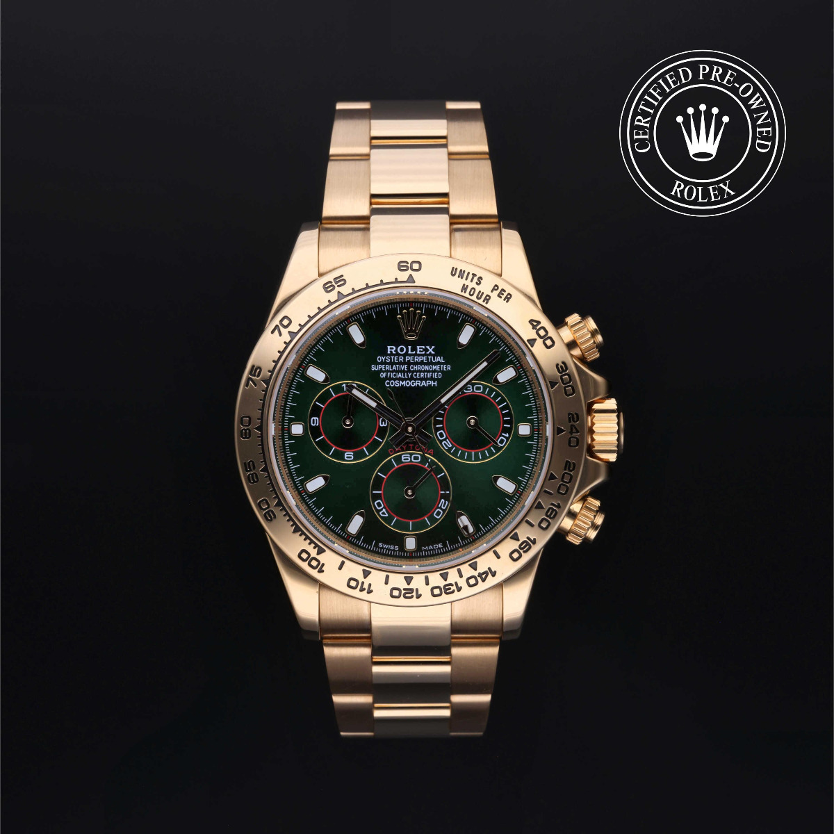 Rolex Certified Pre-Owned Cosmograph Daytona 18k Yellow Gold Bright Green Dial