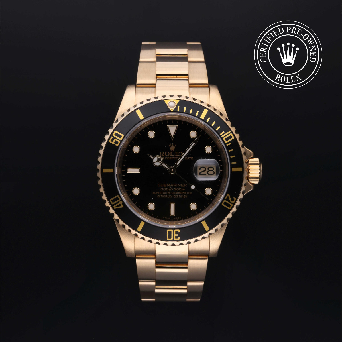 Rolex Certified Pre-Owned Oyster Perpetual Submariner Date 18k Yellow Gold Black Dial