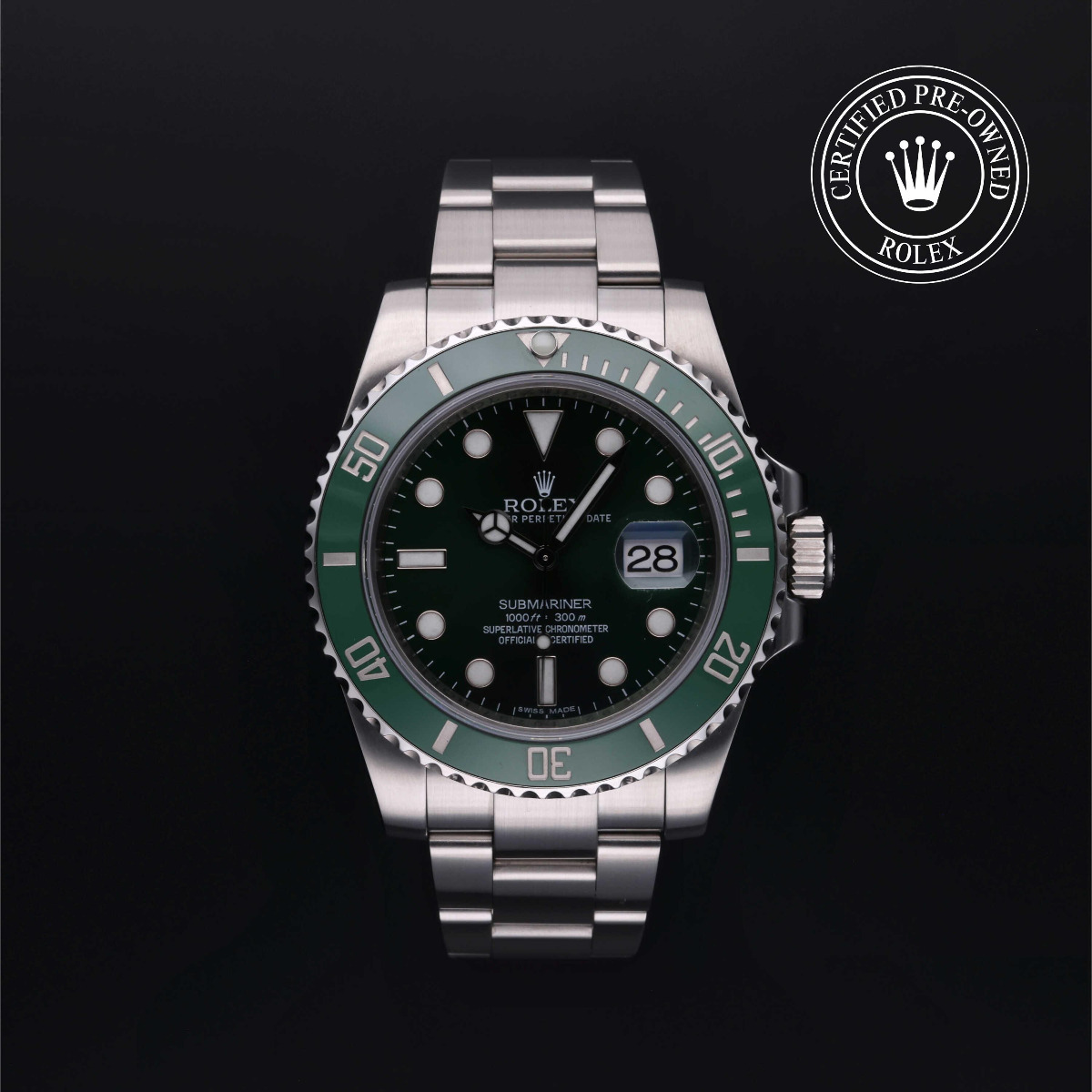 Rolex Certified Pre-Owned Submariner Date Steel 40mm Green Bezel Green Dial