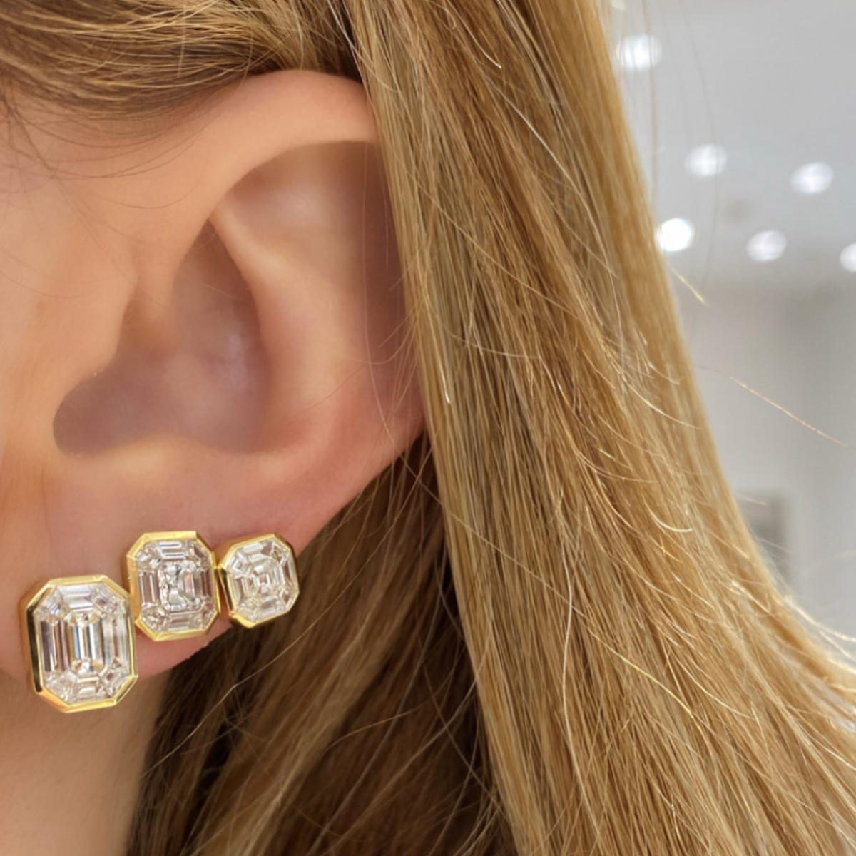 Illusions But Make Them Triple Diamond Earrings