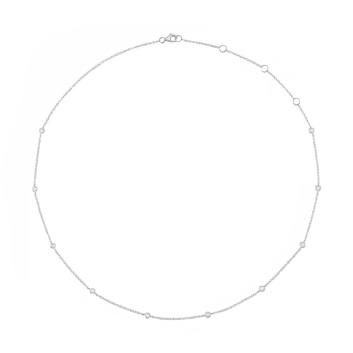 London Collection 14k White Gold 10 Diamond Station Necklace 